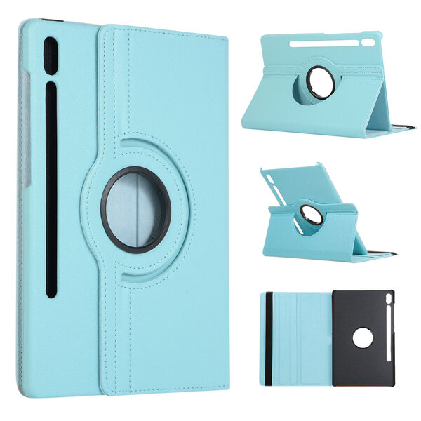 Ntech Hoes Geschikt voor Samsung Galaxy Tab S9 Plus / S9 FE Plus hoes Licht Blauw – Hoes Geschikt voor Samsung Galaxy Tab S9 Plus / S9 FE Plus tablet hoes – 360° draaibaar bookcase - Ntech
