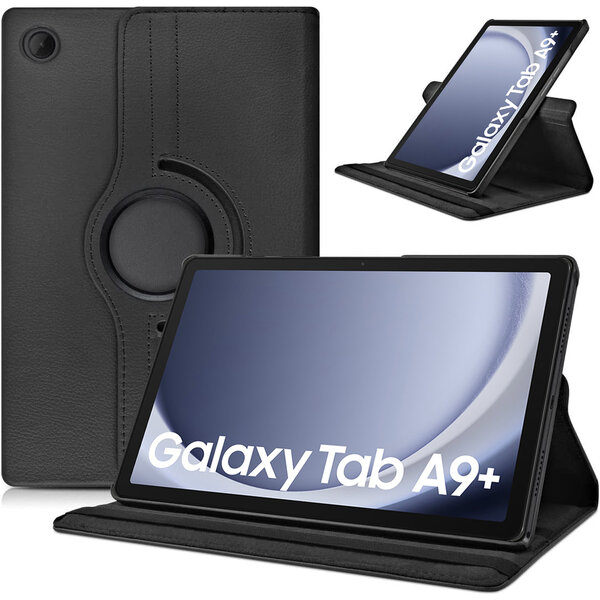 Ntech Hoes geschikt voor Samsung Galaxy Tab A9 Plus / A11 Plus – 360° draaibaar tablethoes – Zwart