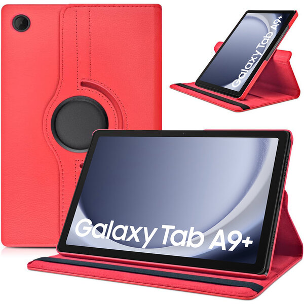 Ntech Hoes Geschikt voor Samsung Galaxy Tab A9 Plus / A11 Plus hoes – 360° draaibaar tablethoes – Rood