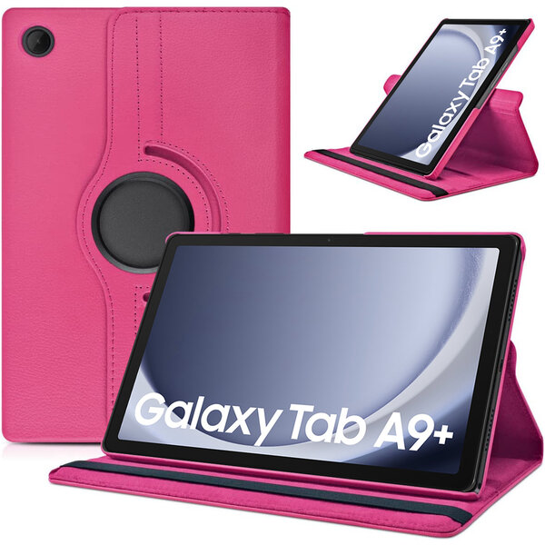 Ntech Hoes Geschikt voor Samsung Galaxy Tab A9 Plus / A11 Plus hoes – 360° draaibaar tablethoes – Pink