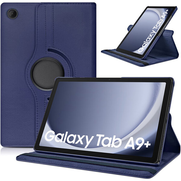 Ntech Hoes Geschikt voor Samsung Galaxy Tab A9 Plus / A11 Plus hoes – 360° draaibaar tablethoes – Donkerblauw