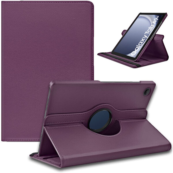 Ntech Hoes Geschikt voor Samsung Galaxy Tab A9 Plus / A11 Plus hoes – 360° draaibaar tablethoes – Paars