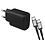Ntech USB C Adapter 25W Snellader telefoon oplader met USB C naar USB kabel 1M - Zwart