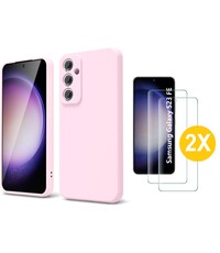 Ntech Samsung S23 FE Hoesje siliconen Licht Roze zacht siliconen hoesje