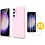 Ntech Hoesje Geschikt Voor Samsung Galaxy S23 FE Hoesje siliconen Licht Roze zacht siliconen hoesje TPU backcover - Met Screenprotector - 2 stuks
