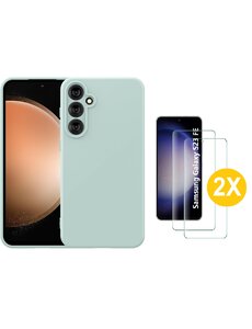 Ntech Samsung S23 FE Hoesje siliconen Mint Groen zacht siliconen hoesje
