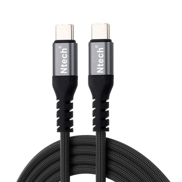 Ntech USB C naar USB C kabel samsung oplader - USB C 60w oplader 1m Kabel Zwart - Oplaadkabel voor o.a. Samsung, Geschikt voor iPhone 15 & iPad - Nylon Oplaadkabel