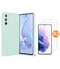 Ntech Samsung S21 FE Hoesje siliconen Mint Groen zacht siliconen