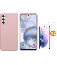 Ntech Samsung S21 FE Hoesje siliconen Pink Sand zacht siliconen hoesje