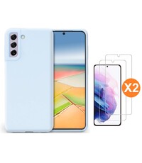Ntech Samsung S21 FE Hoesje siliconen Licht Blauw zacht siliconen hoesje