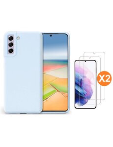 Ntech Samsung S21 FE Hoesje siliconen Licht Blauw zacht siliconen hoesje