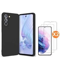 Ntech Samsung S21 FE Hoesje siliconen Zwart zacht siliconen hoesje
