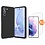 Ntech Hoesje Geschikt Voor Samsung Galaxy S21 FE Hoesje siliconen Zwart zacht siliconen hoesje TPU backcover - Met Screenprotector - 2 stuks