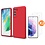 Ntech Hoesje Geschikt Voor Samsung Galaxy S21 FE Hoesje siliconen Rood zacht siliconen hoesje TPU backcover - Met Screenprotector - 2 stuks
