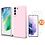 Ntech Hoesje Geschikt Voor Samsung Galaxy S21 FE Hoesje siliconen Licht Roze zacht siliconen hoesje TPU backcover - Met Screenprotector - 2 stuks