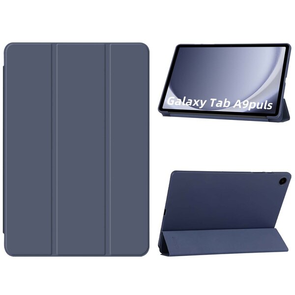 Ntech Hoes Geschikt voor Samsung Galaxy Tab A9 Plus / A11 Plus hoes – tri-fold bookcase met auto/wake functie - 11 Inch – Donkerblauw