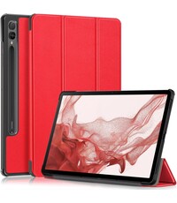 Ntech Samsung Galaxy Tab S9 / S9 FE hoes tri-fold bookcase met auto/wake functie Rood