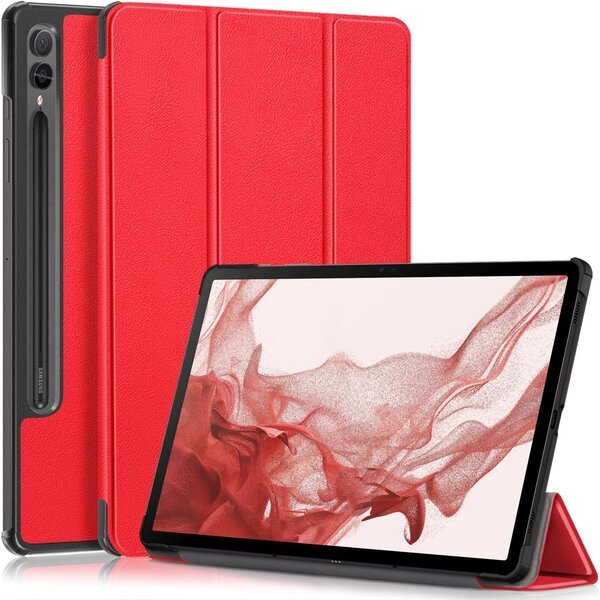 Ntech Hoes Geschikt voor Samsung Galaxy Tab S10 Lite / S10 FE / S9 FE 10.9-Inch / S9 11-Inch hoes tri-fold bookcase met auto/wake functie Rood - Tab 10 FE / S10 Lite / S9 FE / S9 Hoes smart cover