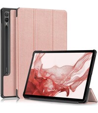 Ntech Samsung Galaxy Tab S9 / S9 FE hoes tri-fold bookcase met auto/wake functie Rose Goud