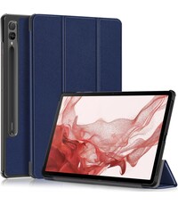 Ntech Samsung Galaxy Tab S9 / S9 FE hoes tri-fold bookcase met auto/wake functie Donker Blauw