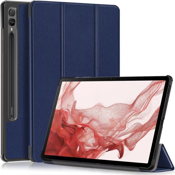 Ntech Hoes Geschikt voor Samsung Galaxy Tab S10 Lite / S10 FE / S9 FE 10.9-Inch / S9 11-Inch hoes tri-fold bookcase met auto/wake functie Donker Blauw - Tab 10 FE / S10 Lite / S9 FE / S9 Hoes smart cover