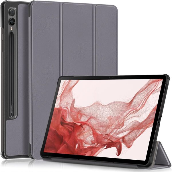 Ntech Hoes Geschikt voor Samsung Galaxy Tab S10 Lite / S10 FE / S9 FE 10.9-Inch / S9 11-Inch hoes tri-fold bookcase met auto/wake functie Grijs - Tab 10 FE / S10 Lite / S9 FE / S9 Hoes smart cover