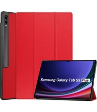 Ntech Samsung Galaxy Tab S9 Plus / S9 FE Plus hoes tri-fold bookcase met auto/wake functie Rood