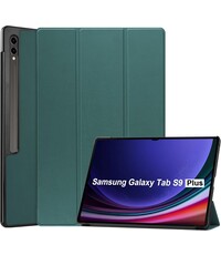 Ntech Samsung Galaxy Tab S9 Plus / S9 FE Plus hoes tri-fold bookcase met auto/wake functie Pine Groen