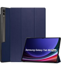 Ntech Samsung Galaxy Tab S9 Plus / S9 FE Plus hoes tri-fold bookcase met auto/wake functie Donker Blauw