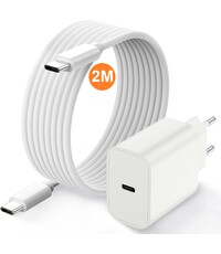 Ntech USB C Adapter 20W snellader met (2m) USB C naar USB C kabel