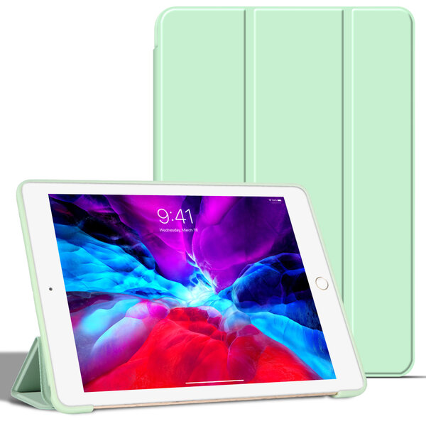 Ntech Hoes geschikt voor iPad 2021 Silicone hoesje soft cover Floral Groen - Hoes geschikt voor iPad 2021 - Hoes geschikt voor iPad 9e/8e/7e Generatie hoes Smart hoes Trifold - Hoes geschikt voor iPad 2020 hoes