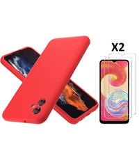 Ntech Samsung A04E Hoesje siliconen Rood zacht siliconen hoesje TPU backcover