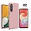 Ntech Hoesje Geschikt Voor Samsung Galaxy A04E Hoesje siliconen Licht Roze zacht siliconen hoesje TPU backcover - Met Screenprotector - 2 stuks