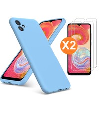 Ntech Samsung A04E Hoesje siliconen Licht Blauw zacht siliconen hoesje TPU backcover