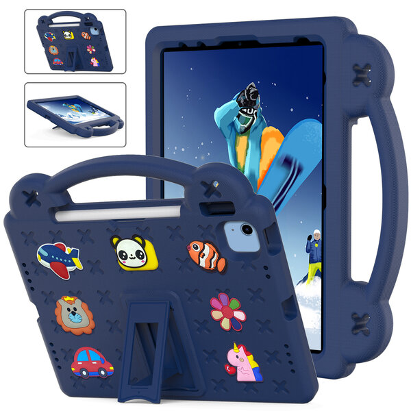 Ntech Hoes geschikt voor iPad 2022 Kinderen Donker Blauw - Hoes geschikt voor iPad pro 11 Kidsproof Backcover met handvat - Hoes geschikt voor iPad Air 4 / 5 hoes 10.9 - Hoes geschikt voor iPadHoes geschikt voor iPad 10 Hoes Kinderen -Kindertablet
