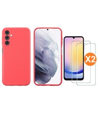 Ntech Samsung A25 Hoesje siliconen Rood zacht siliconen hoesje TPU backcover