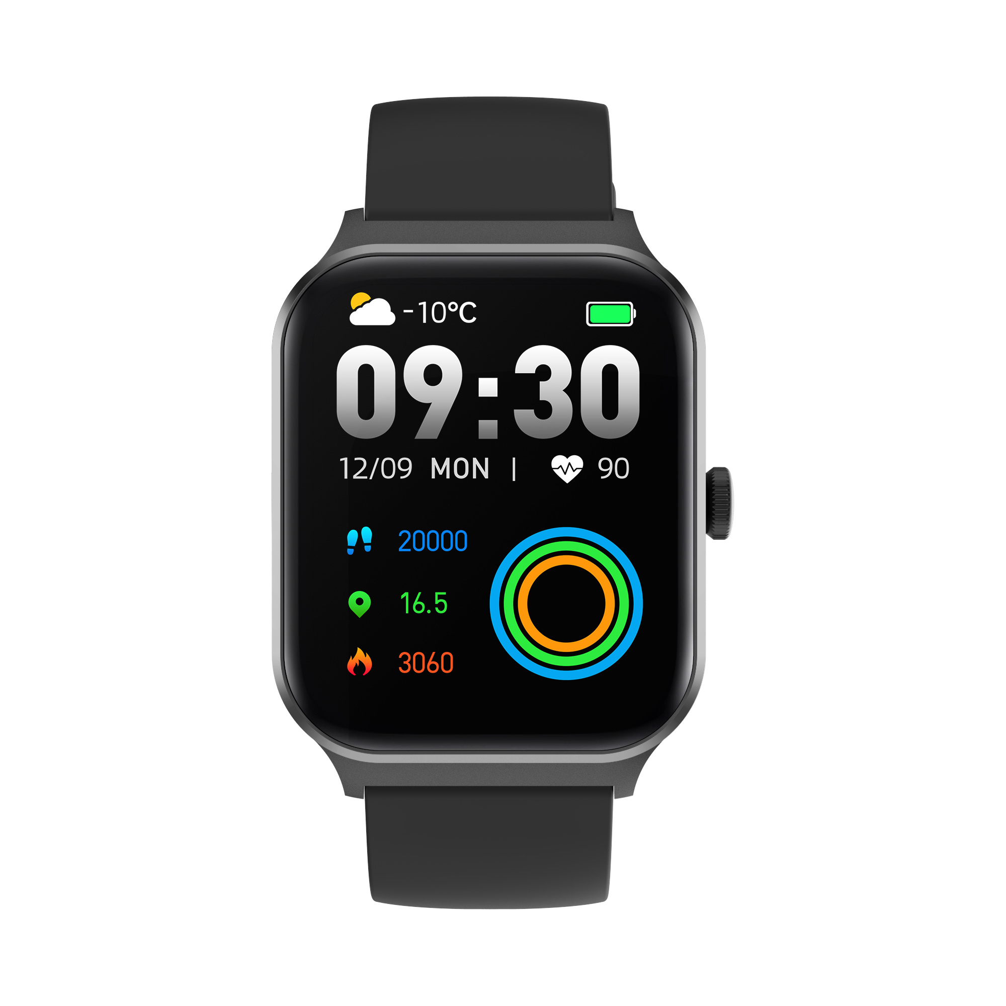 Ntech Ntech Smartwatch dames Smartwatch Heren Stappenteller Full Screen Fitness Tracker Activity Tracker Smartwatch Android IOS Zwart