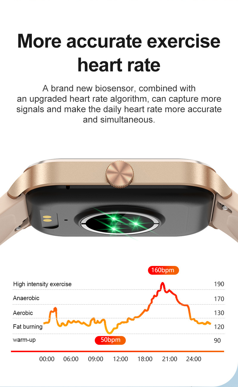 Ntech Ntech Smartwatch dames Smartwatch Heren Stappenteller Full Screen Fitness Tracker Activity Tracker Smartwatch Android IOS Rose