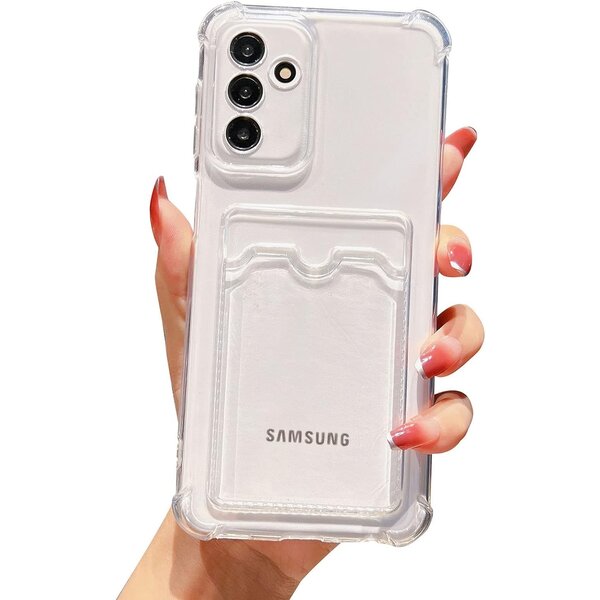 Ntech Hoesje Geschikt Voor Samsung Galaxy S23 FE hoesje met pasjeshouder transparant Shock proof case met Kaarthouder