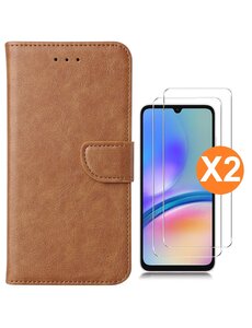Ntech Hoesje geschikt voor Samsung Galaxy A05s bookcase Bruin