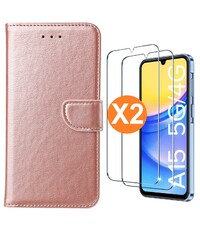 Ntech Hoesje geschikt voor Samsung Galaxy A15 5G / 4G hoesje bookcase Rose Goud