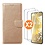 Ntech Hoesje geschikt voor Samsung Galaxy S24 5G hoesje bookcase Gold - Met screenprotector tempered glass Galaxy S24 - 2x