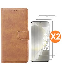 Ntech Hoesje geschikt voor Samsung Galaxy S24 Plus 5G hoesje bookcase Bruin