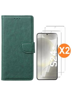 Ntech Hoesje geschikt voor Samsung Galaxy S24 Plus 5G hoesje bookcase Groen