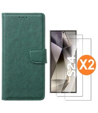 Ntech Hoesje geschikt voor Samsung Galaxy S24 Ultra 5G hoesje bookcase Groen