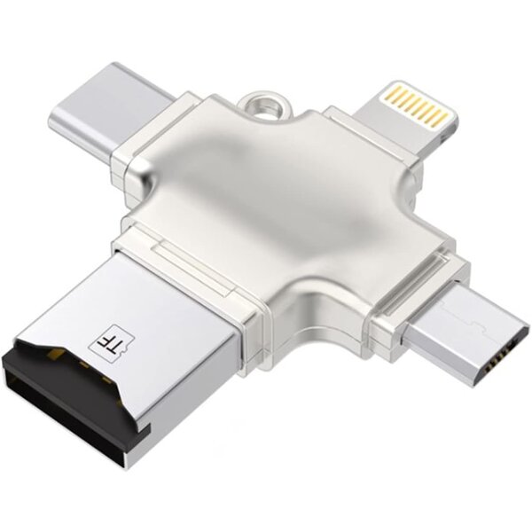 Ntech Ntech sd kaart lezer / 4 in 1 sd kaart lezer iPhone / sd kaartlezer usb c / OTG HUB-adapter, TF Flash-geheugenkaartlezer voor iPhone iOS / Android USB2.0
