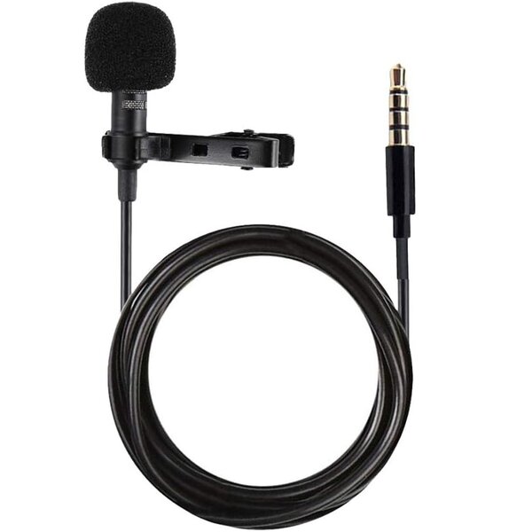 Ntech Ntech - Microfoon Geschikt voor iPad, iPhone en Android smartphones - 3.5mm Aansluiting met Lavalier Lapel Clip Zwart