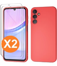 Ntech Hoesje Geschikt Samsung Galaxy A15 Hoesje siliconen Rood zacht siliconen hoesje