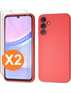 Ntech Hoesje Geschikt Samsung Galaxy A15 Hoesje siliconen Rood zacht siliconen hoesje