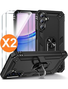 Ntech Hoesje Geschikt voor Samsung Galaxy A15 Hoesje Zwart Anti-Shock Hybrid Armor hoesje